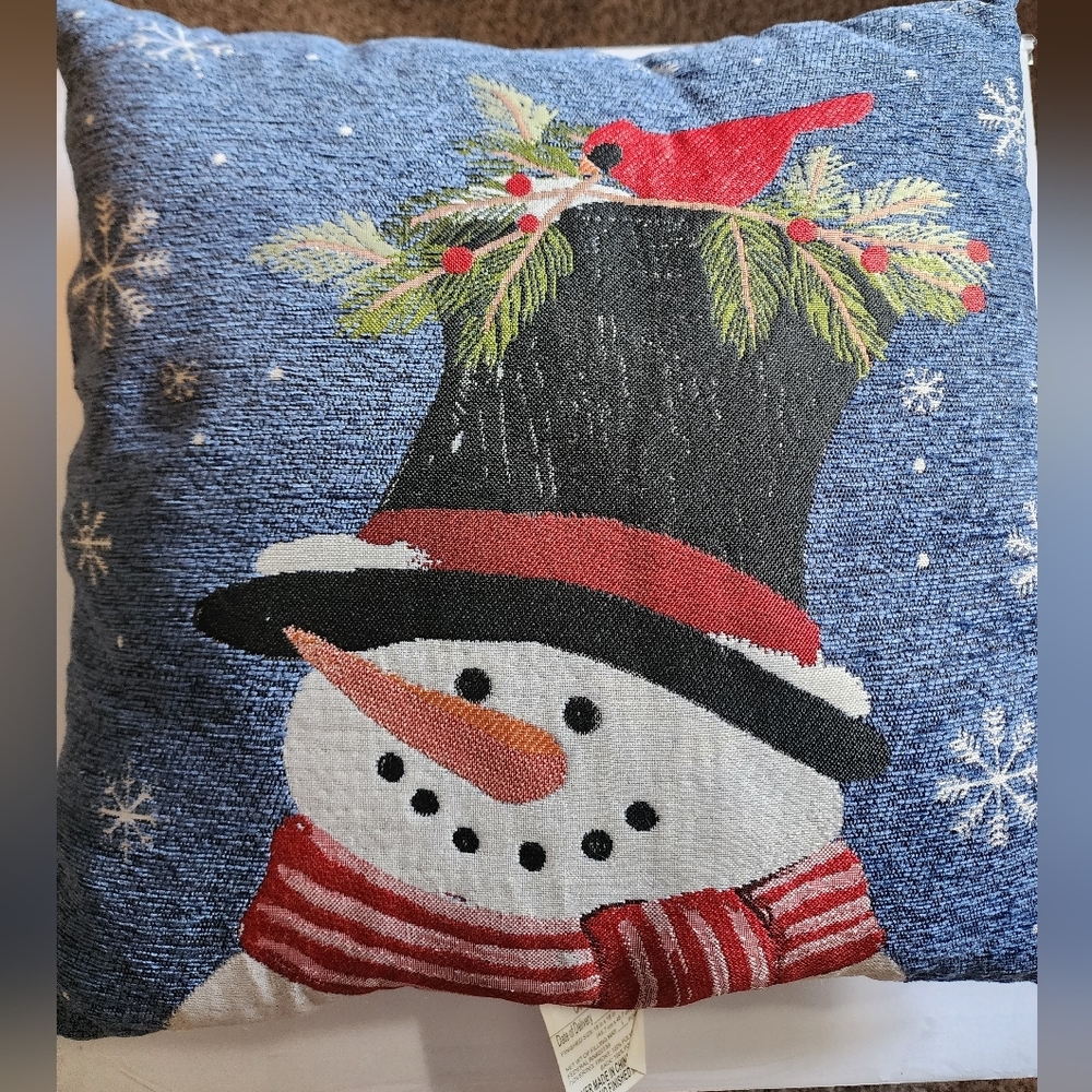 Kohl's Holiday Snowman Pillow with Cardinal 18x18